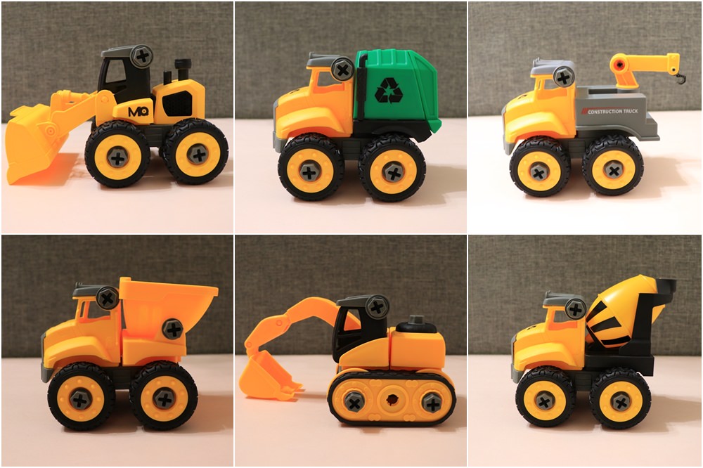 車車拆解組裝玩具推薦-SMART積木車。挖土機、吊車、砂石車、垃圾車、推土機、水泥車